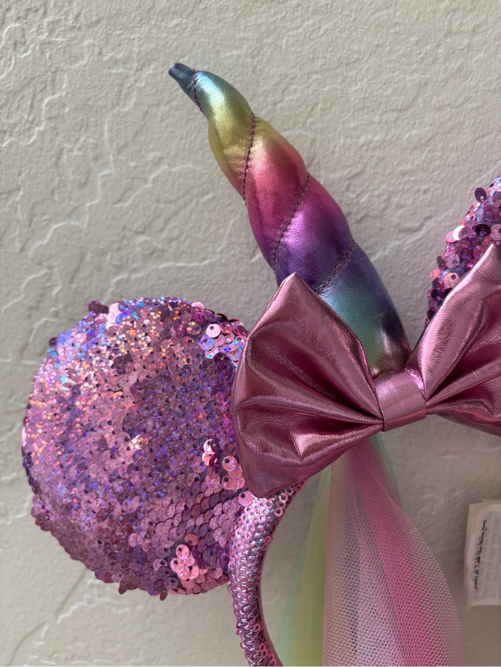 Disney Parks Pink Sequin Unicorn Minnie Mouse Ears Headband with Rainbow Horn - Picture 5 of 5